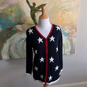 Patriotic Star Cardigan Sweater Medium Liz Claiborne